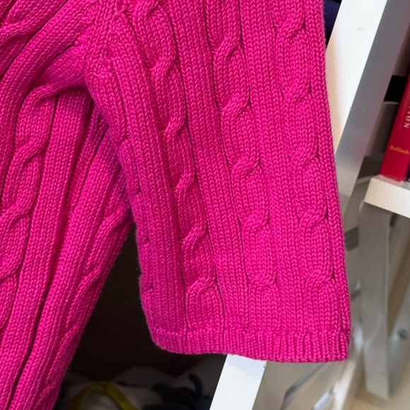 TALBOTS SWEATER. PETITE SMALL HOT PINK CABLE KNIT SWEATER. GREAT CONDITION - Picture 6 of 16